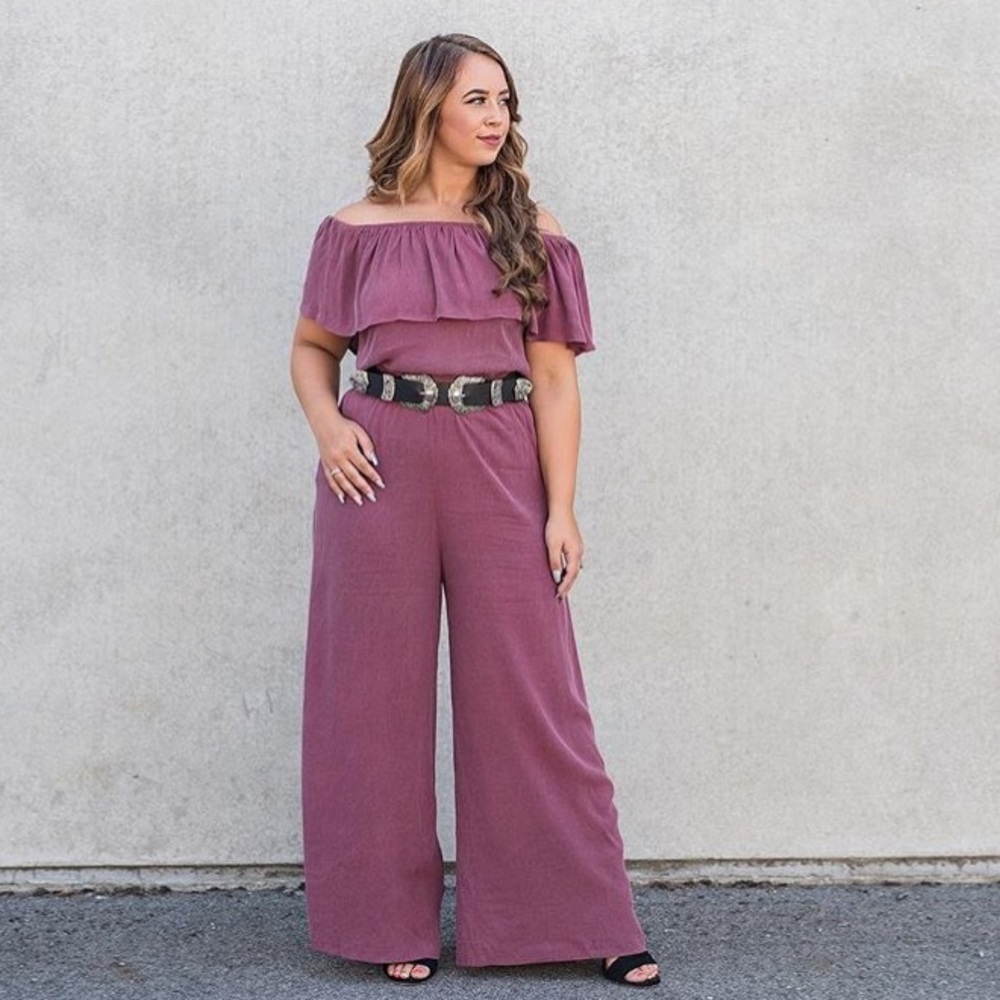 Mauve Off Shoulder Jumpsuit